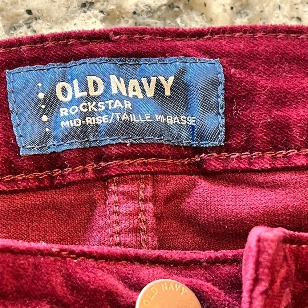 Old Navy Burgundy Velvet Pants Size 10 - Picture 2 of 7